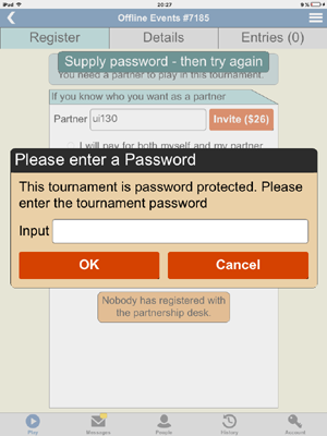 Type tourney password